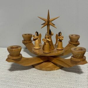 Wooden Angel Candle Holder with Star made in Germany